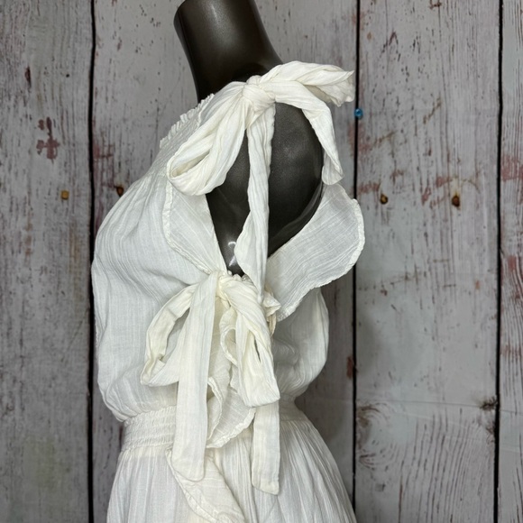 FREE PEOPLE Feelin' Fancy Romper Feminine Ethereal Ruffles Ivory Medium NWT - Picture 3 of 16